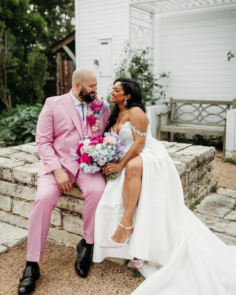 Swooning over Aliana + Cesar’s pretty in pink wedding! From the groom’s tux, to the ceremony and reception details, we