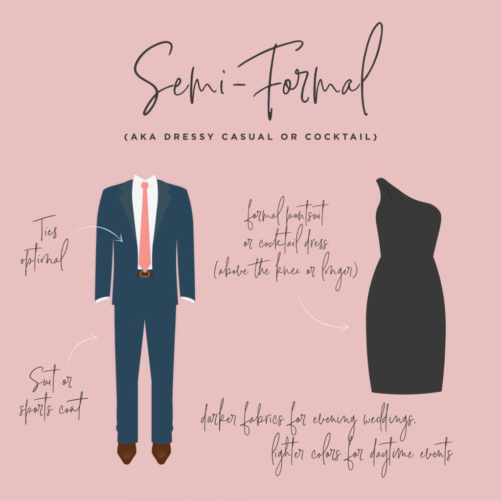 Cocktail semi formal wedding best sale