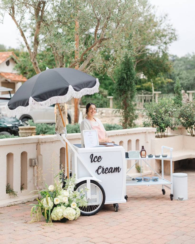 I scream, you scream, we all scream for justscoopsatx ice cream cart! This cold and customizable treat is sure to