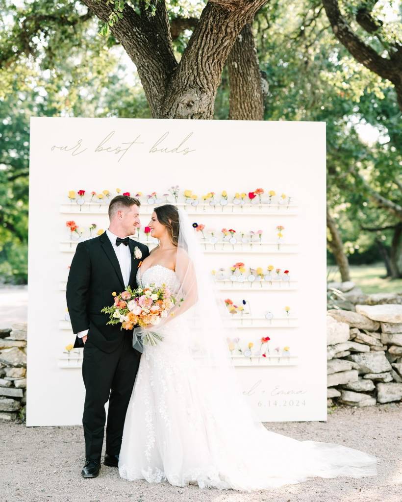 The McCanns were surrounded by their best buds on their wedding day at theaddisongrove! The orange color palette was so